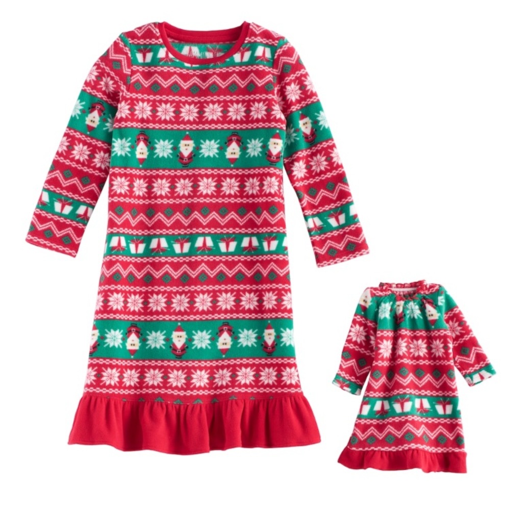 Girls Xmas PJ with matching doll gown set size2T